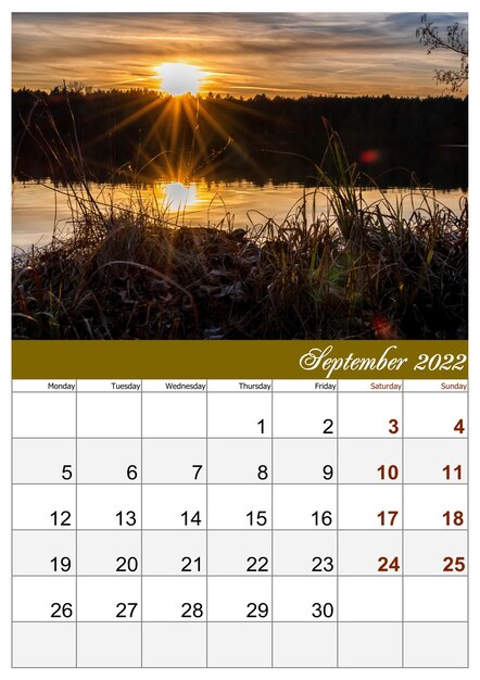 calendário para 2022 formato 4 com lindas fotos da natureza