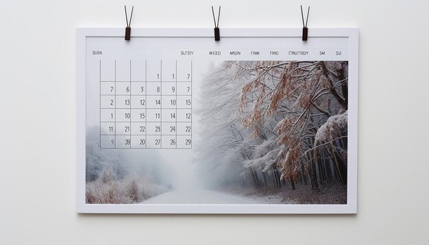 un calendario de pared colgado en una pared blanca