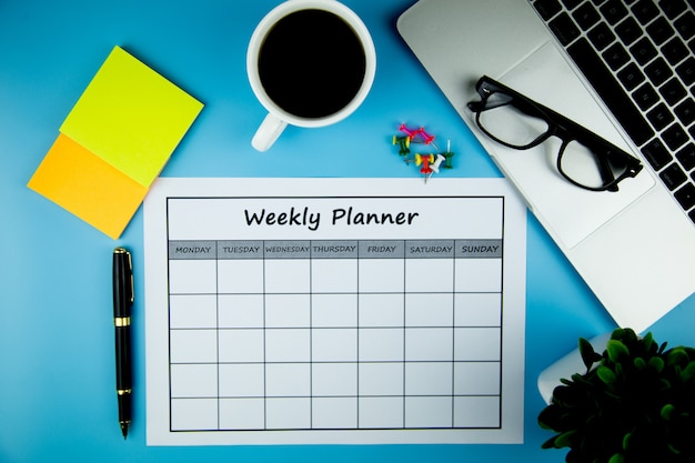 Calendario Plan semanal Hacer negocios o actividades en una semana.