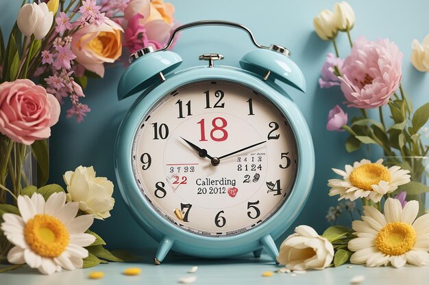 Foto calendario y reloj anuncian la primavera