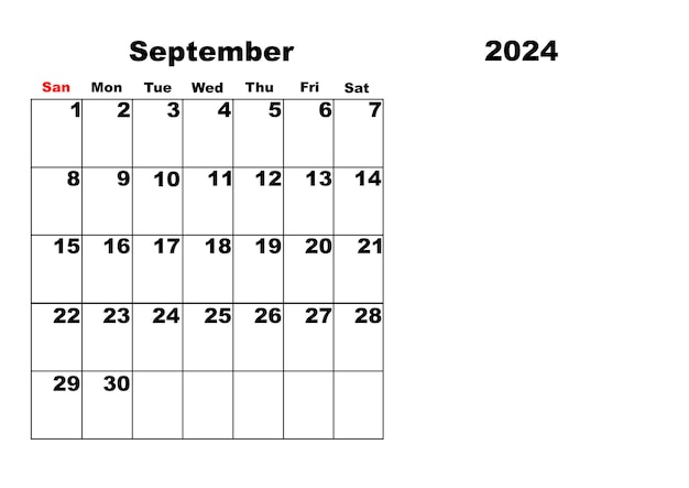 Foto calendario para septiembre de 2024