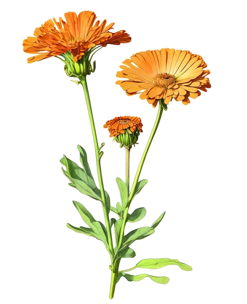 Calendula-Blüten isoliert auf weißem Hintergrund Generative AI de