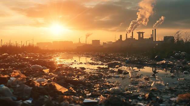 Foto calentamiento global y residuos humanos contaminación concepto sostenibilidad