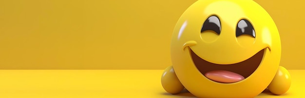 Calidad 3d sonriente amarilla alegre sobre un fondo degradado amarillo generado por IA