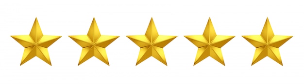 Calificación de cinco de cinco estrellas. Cinco estrellas doradas