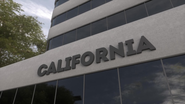 Foto california schild an einem modernen wolkenkratzer california gebäude 3d-darstellung