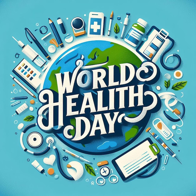 Caligrafia do Dia Mundial da Saúde na Terra