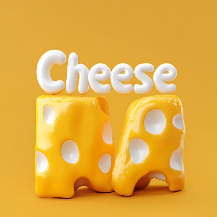 Foto caligrafía de fuente de queso para el etiquetado de productos