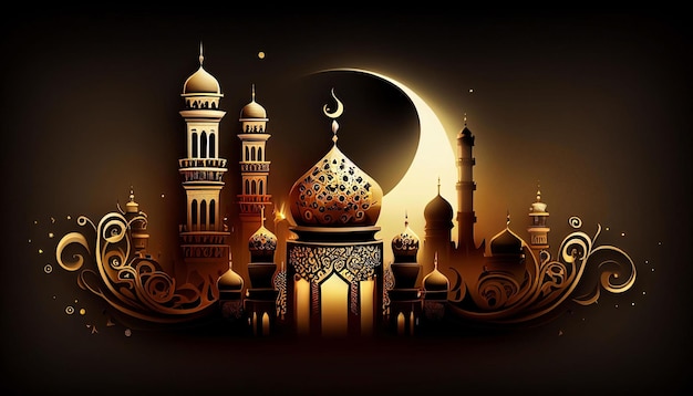 caligrafía de la mezquita mezquita islámica en la noche mezquita en la noche