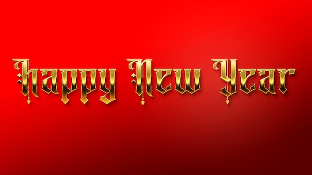 Caligrafía de texto de feliz año nuevo dorado para carteles y pancartas y también para medios sociales creativos
