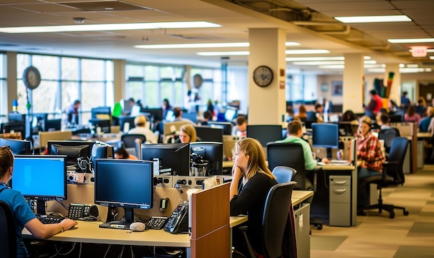 Foto call-center-ausbildung mit neuen agenten, die lernen