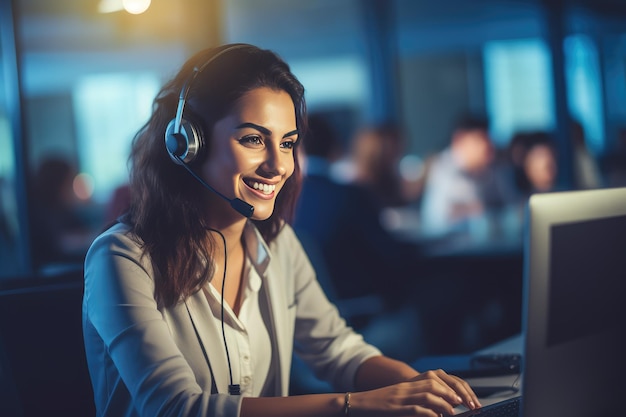 Call-Center-Frauen lächelten, arbeiteten und leisteten Dienstleistungen