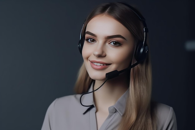 Call center jovem mulher e sorriso