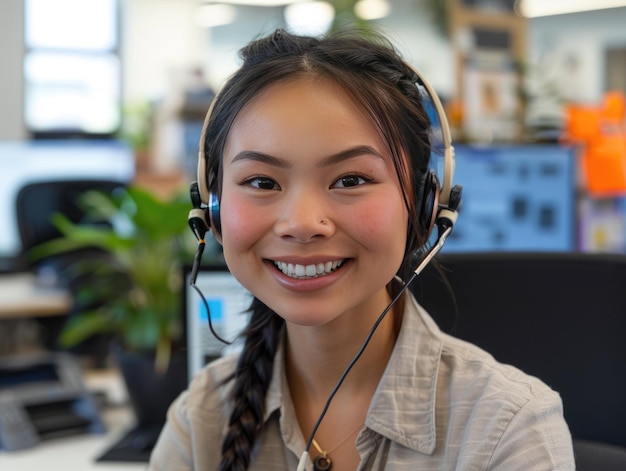 Call-Center-Junge Frauen mit Kopfhörern