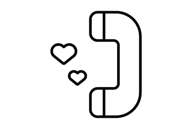 Call Guy Line Icon Valentinstag Schild flach minimalistisch Symbolkunst