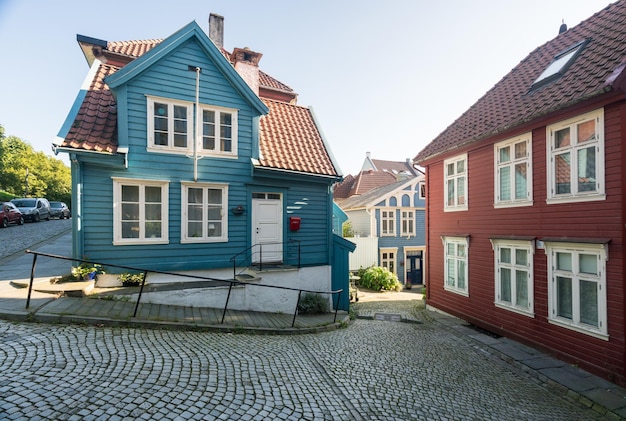 Calle adoquinada en Bergen Noruega