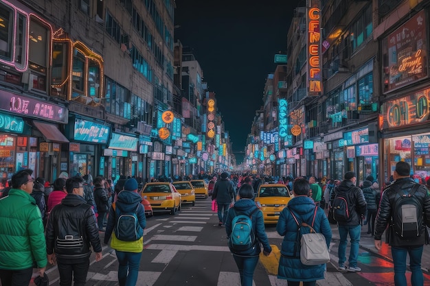 Foto una calle bulliciosa de la ciudad