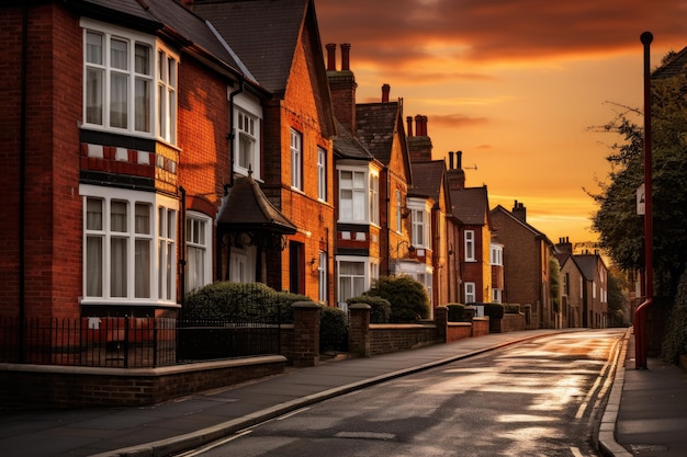 Una calle con casas al fondo.