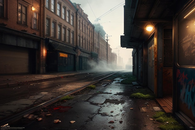 Una calle de la ciudad con un letrero que dice 'el final de la calle'