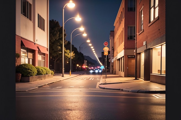 La calle de la ciudad, la línea de tráfico, el cruce de carreteras, las luces de la calle, el fondo del papel tapiz de la ciudad.