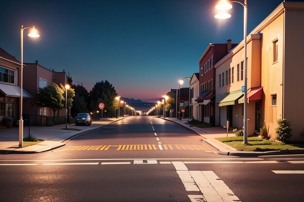 La calle de la ciudad, la línea de tráfico, el cruce de carreteras, las luces de la calle, el fondo del papel tapiz de la ciudad.