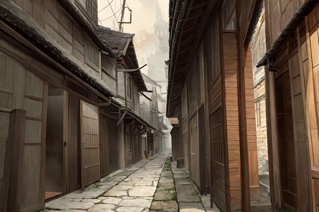 Una calle en la ciudad de shirakawa