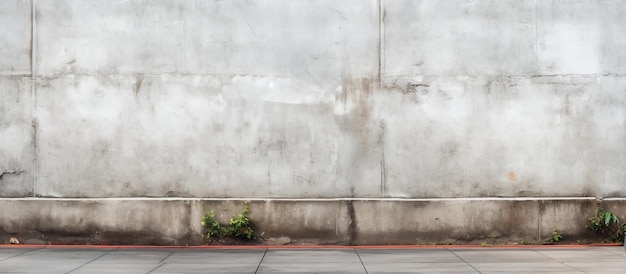 La calle de la ciudad tiene un largo muro de hormigón que está cubierto con yeso blanco El exterior