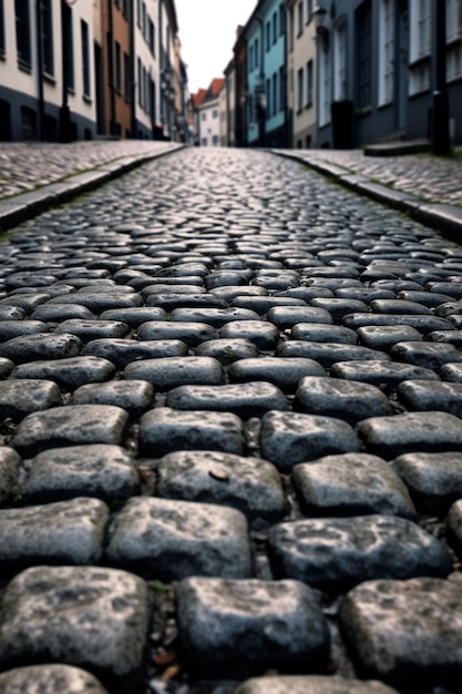 Foto una calle empedrada con una calle al fondo.