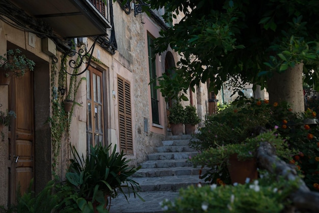 La calle estrecha de la ciudad de Palma de Mallorca