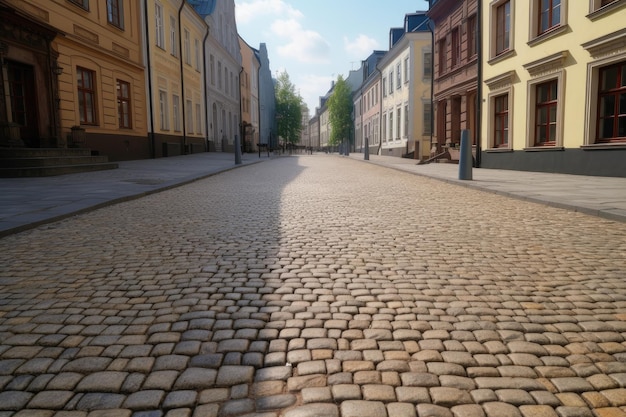 Una calle estrecha cuesta abajo en francia