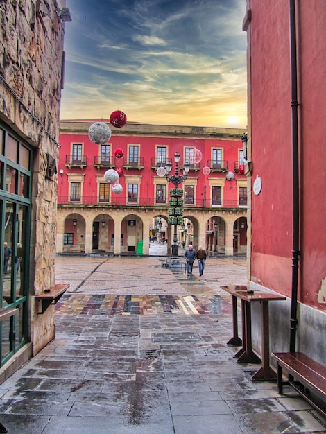 Calle en Gijón, ciudad de Asturias en España