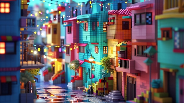 calle de mosaico de píxeles