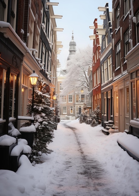 Calle nevada en Amsterdam