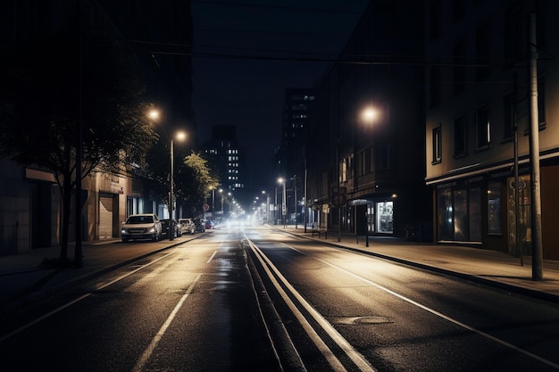 Una calle de noche con un letrero que dice 'la palabra' en ella '