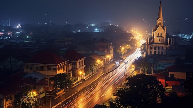 una calle en la noche