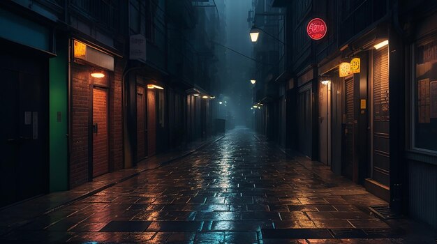 Foto el callejón de la noche de neón