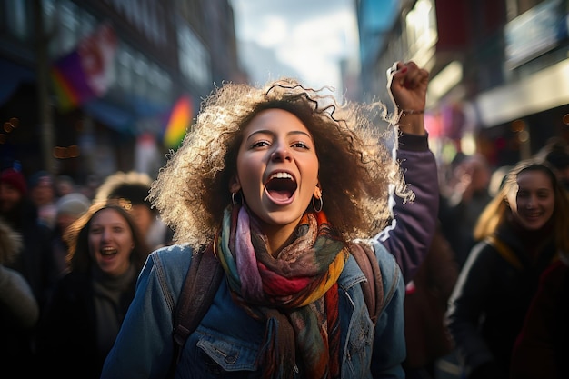 Las calles de la ciudad durante una dinámica manifestación de protesta