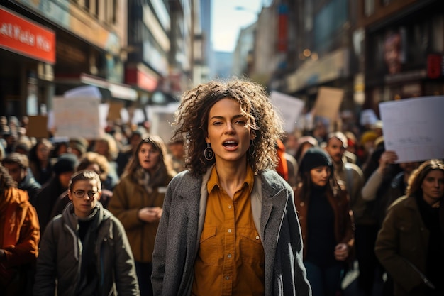 Las calles de la ciudad durante una dinámica manifestación de protesta