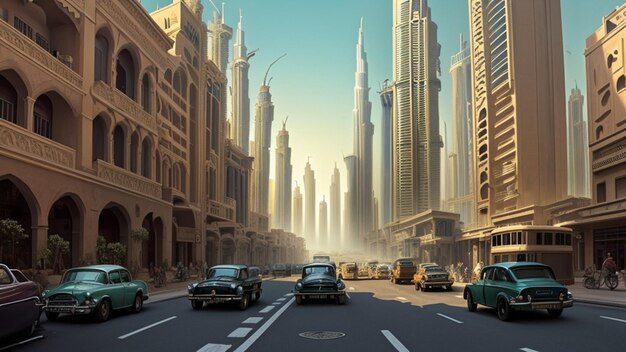 Foto las calles de la ciudad moderna de duba, emiratos árabes unidos