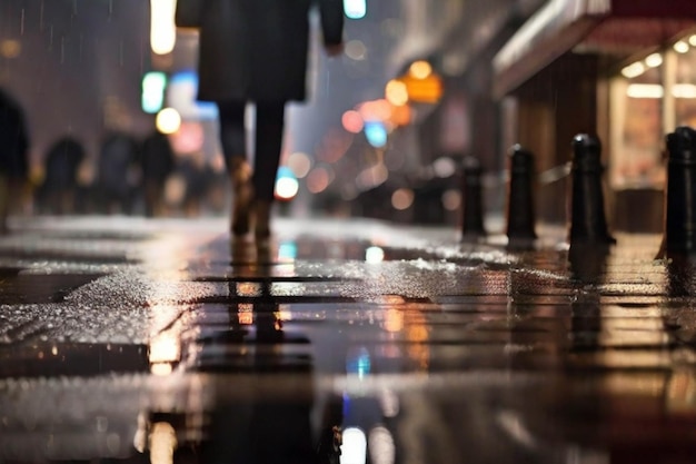 Foto las calles de la ciudad de nueva york cuando llueve mucho por la noche