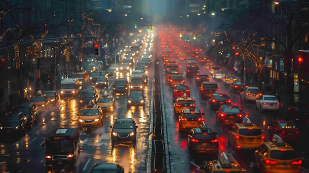 Foto las calles ocupadas de la ciudad llenas de coches