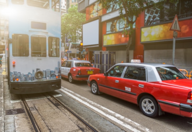 Calles y taxis en Hong Kong