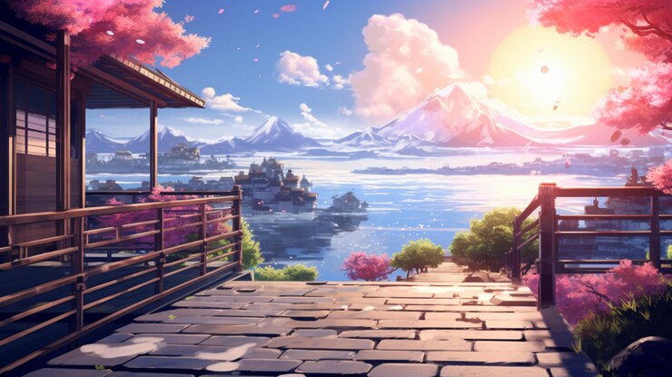 Foto calmante fundo de anime de alta qualidade