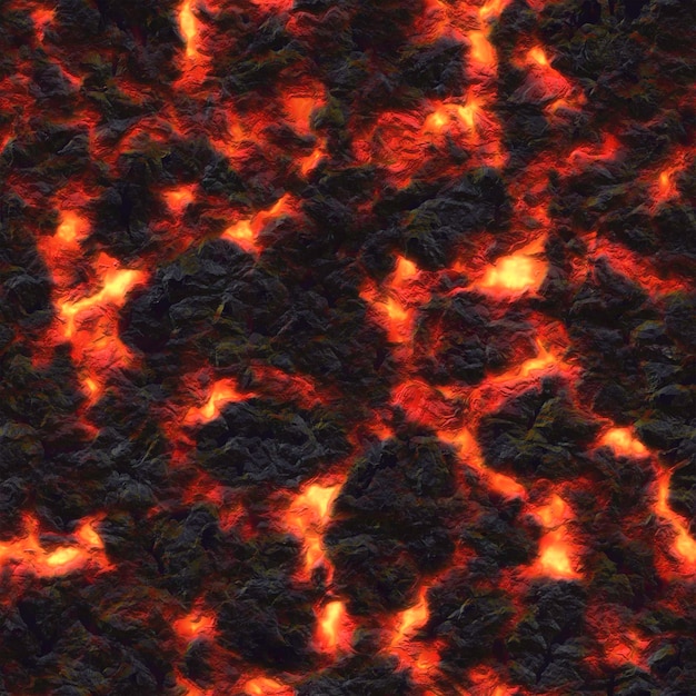 El calor agrietó la textura del suelo después de la erupción del volcán. representación 3D