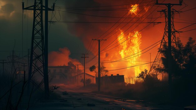 el calor de las llamas de la construcción de la quema