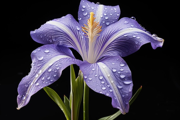 En un caluroso día de verano, un enorme iris púrpura fue macroshot Un primer plano de una flor grande con lil blanco