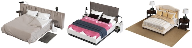 cama aislada en fondo blanco muebles interiores ilustración 3D cg render