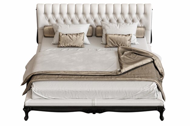 cama aislada en fondo blanco muebles interiores ilustración 3D cg render