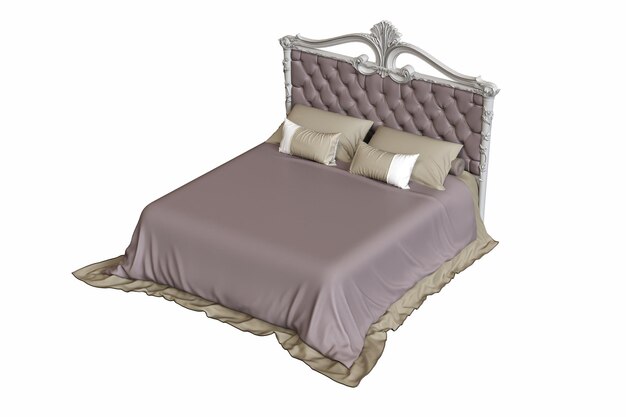 cama aislada en fondo blanco muebles interiores ilustración 3D cg render