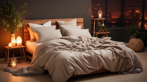 cama com capa marrom